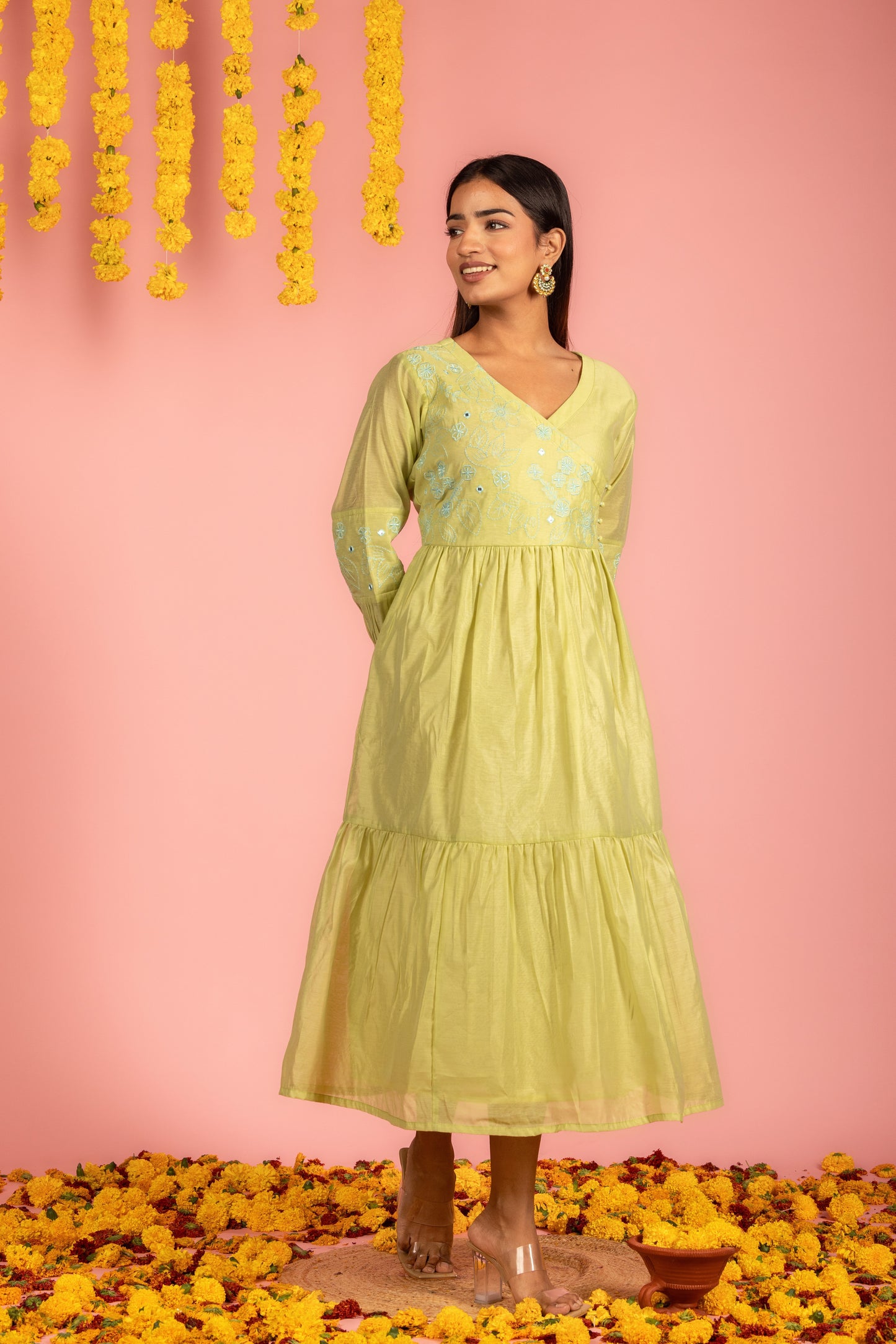 Light Green Chanderi Dress