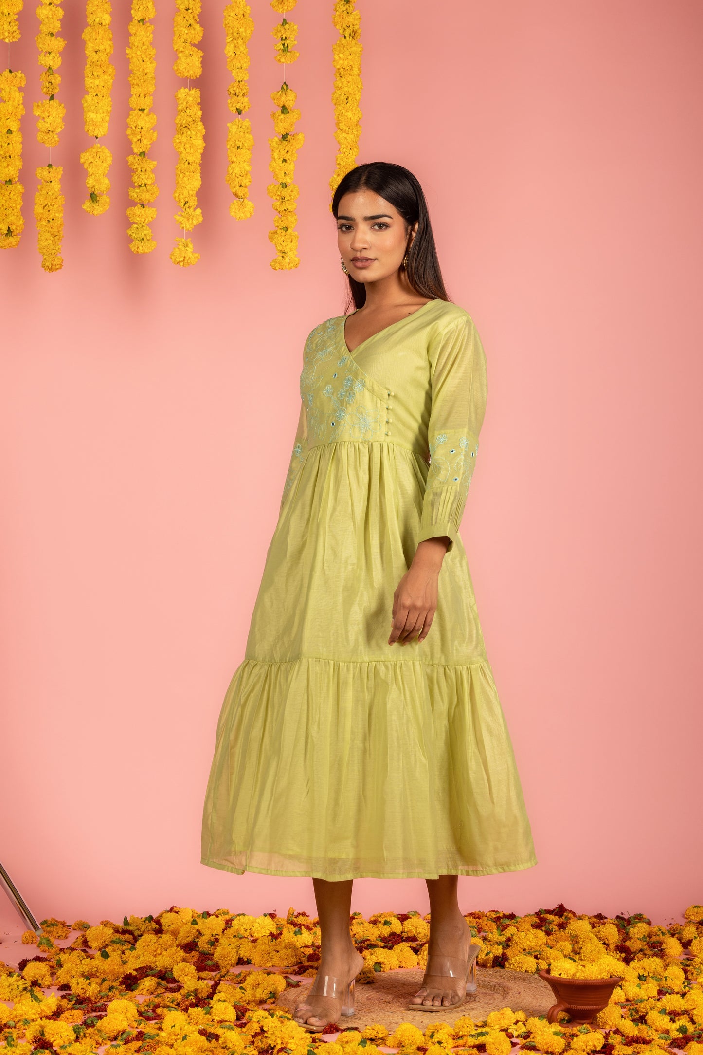 Light Green Chanderi Dress