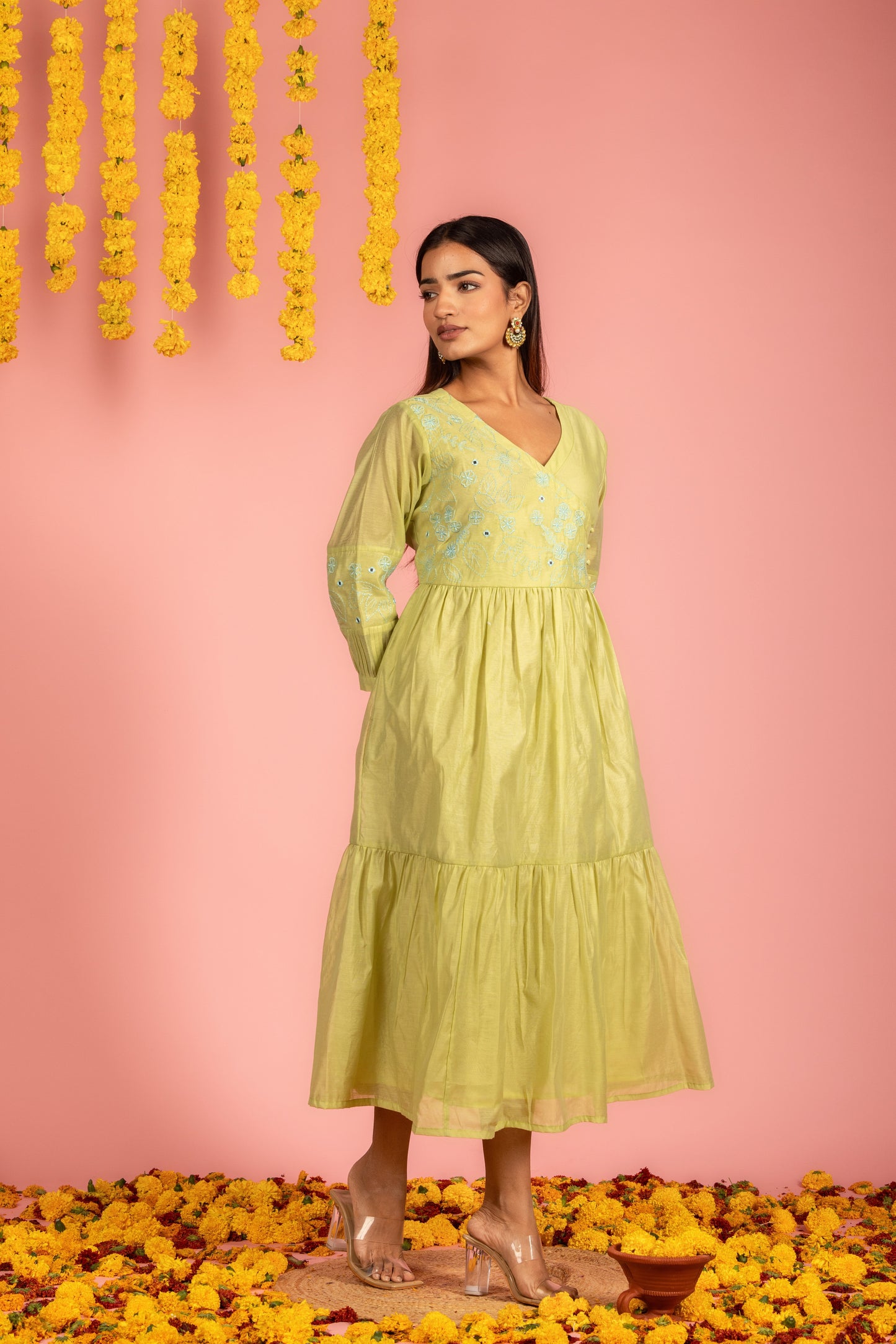 Light Green Chanderi Dress