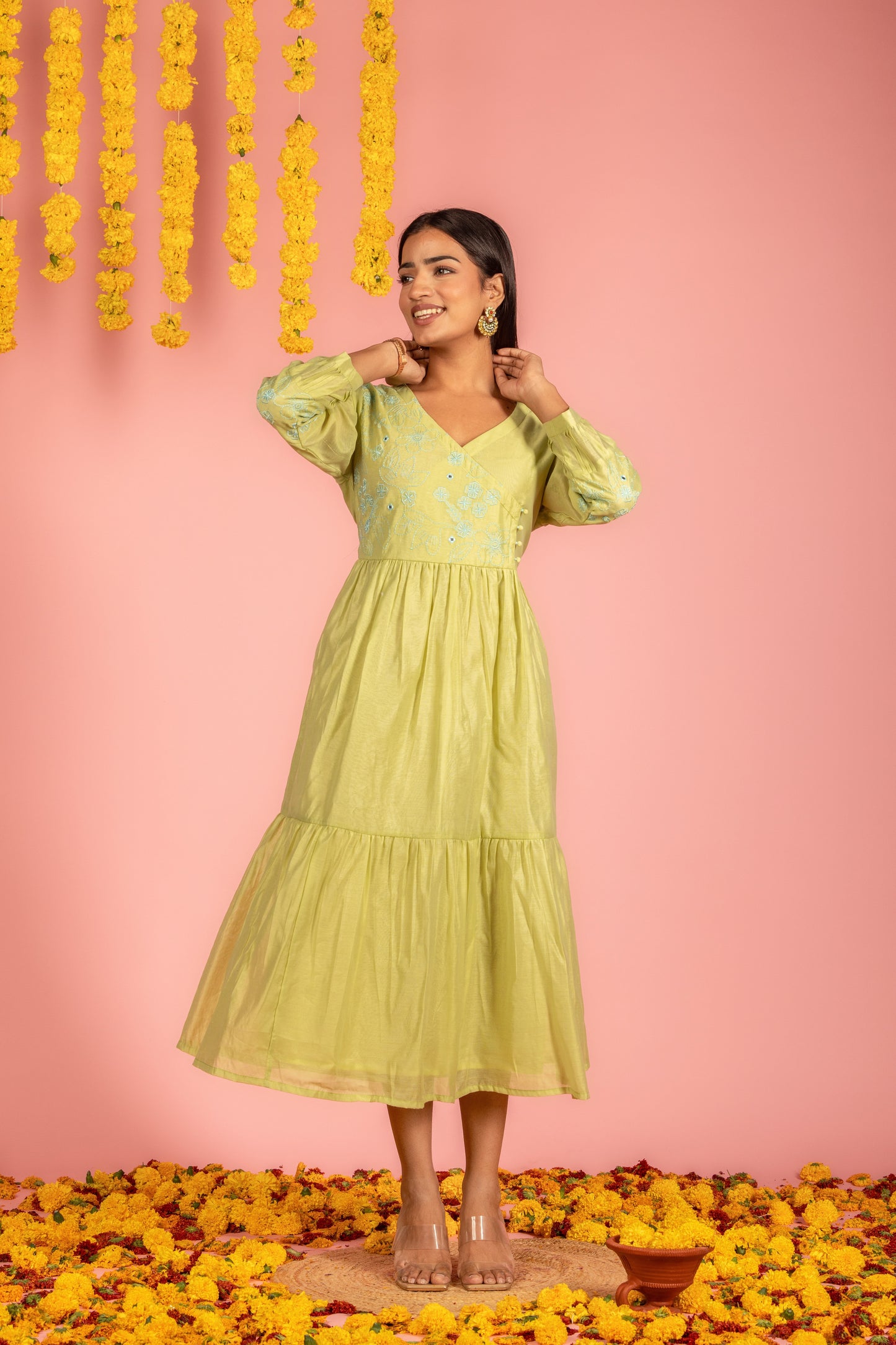 Light Green Chanderi Dress