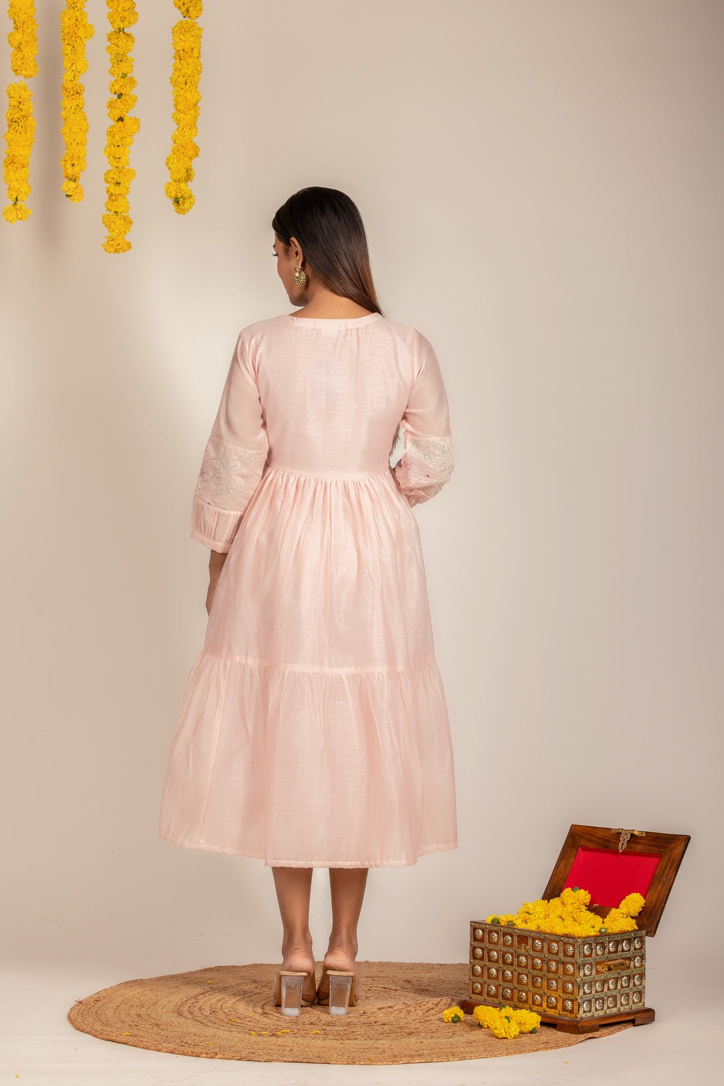 Pink Chanderi Dress