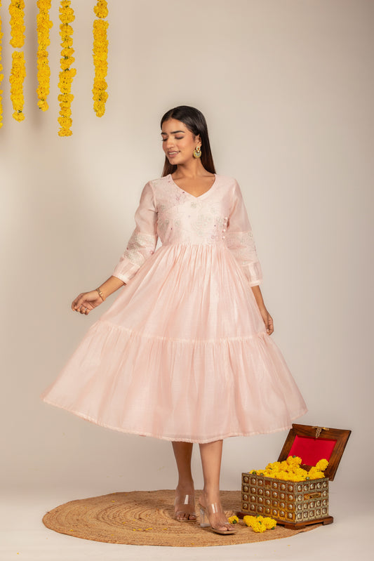 Pink Chanderi Dress