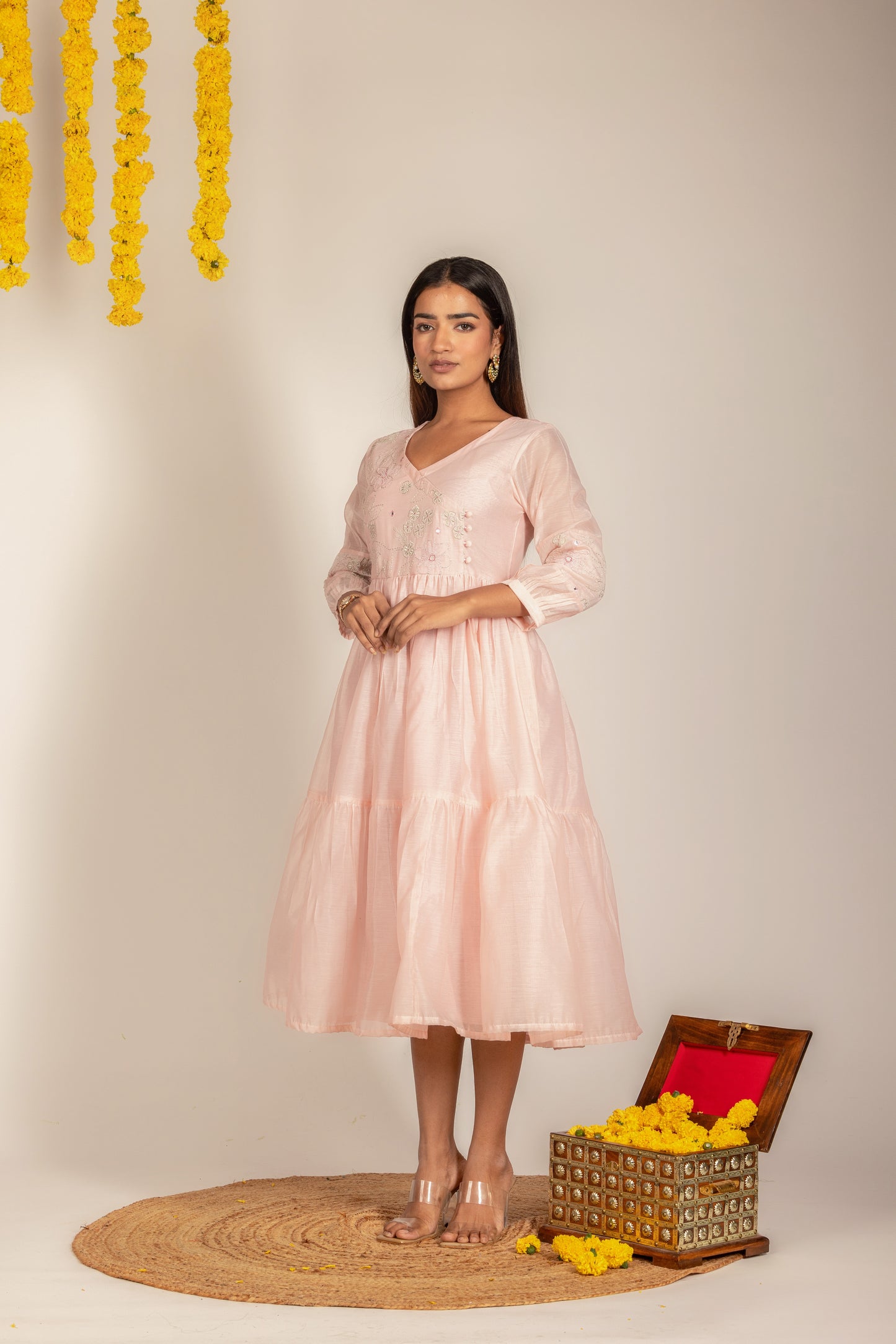 Pink Chanderi Dress