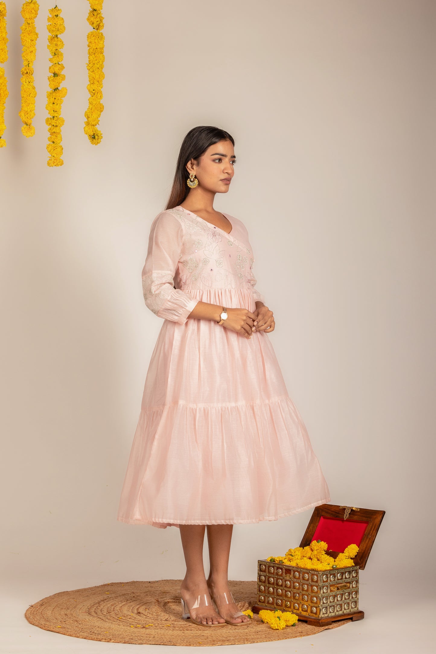 Pink Chanderi Dress