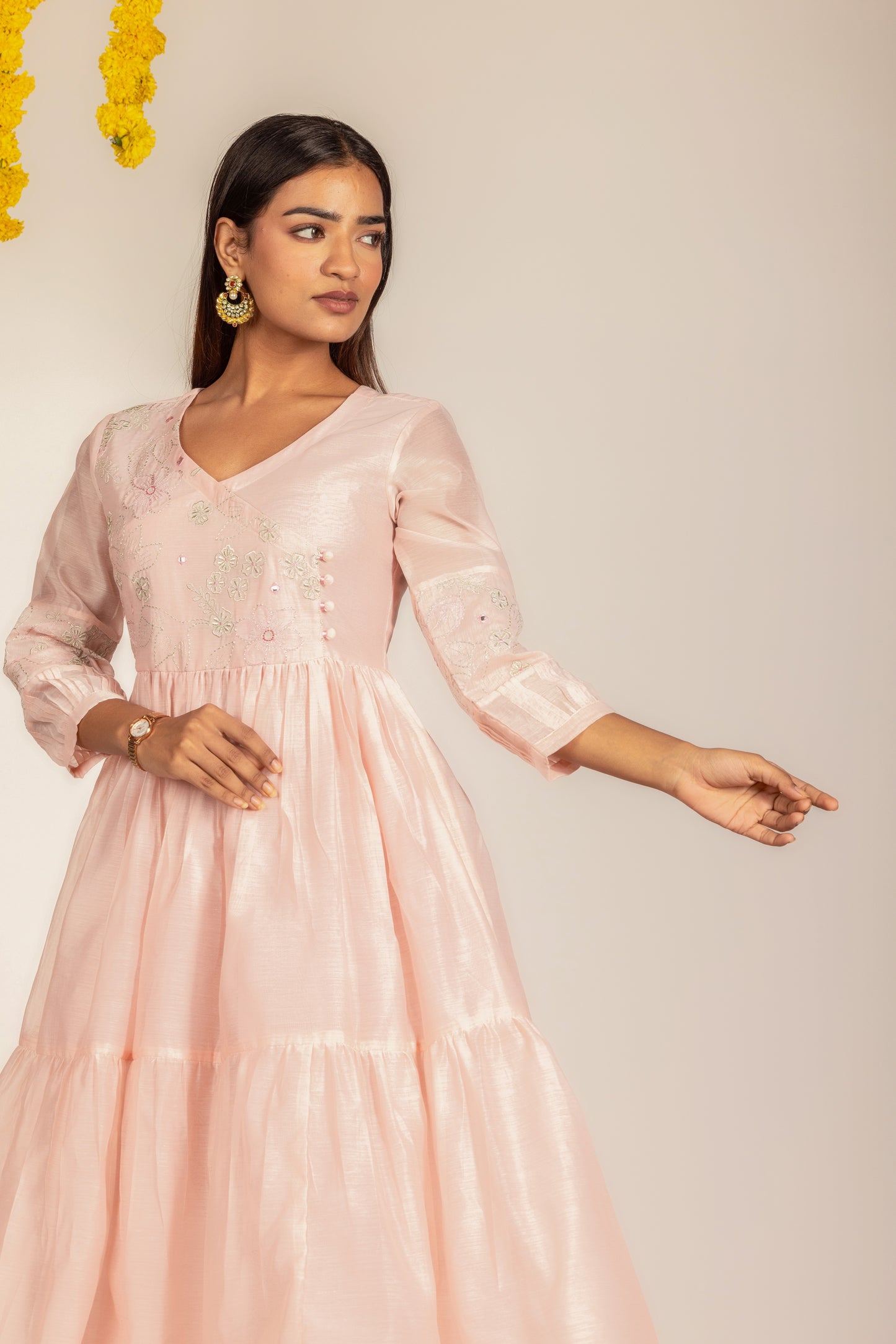 Pink Chanderi Dress