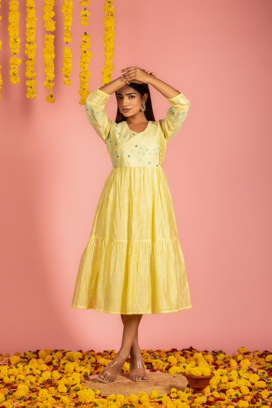 Yellow Chanderi Dress