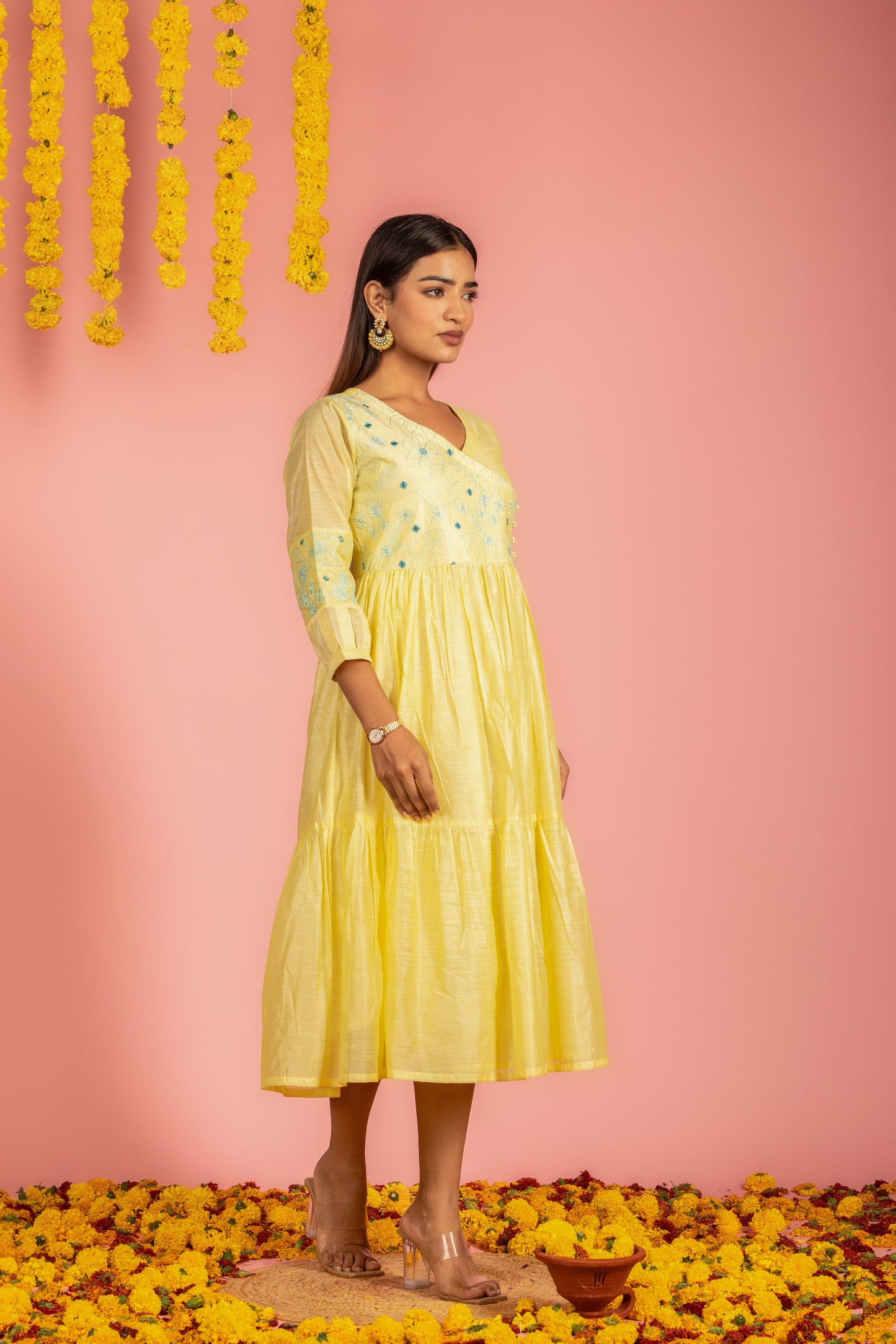 Yellow Chanderi Dress