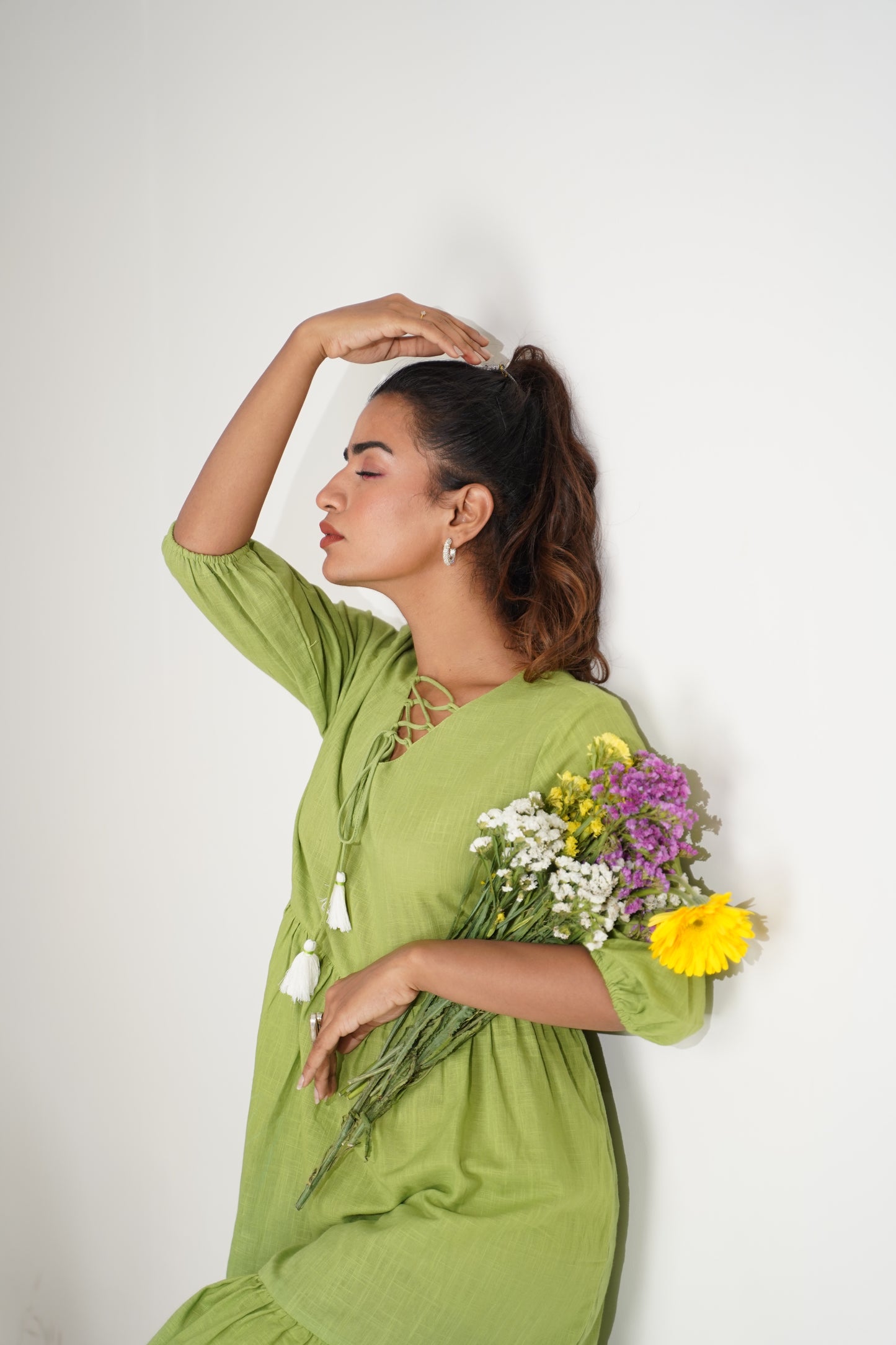 Flirty and Fun Flared Green Dress for a Pop of Color